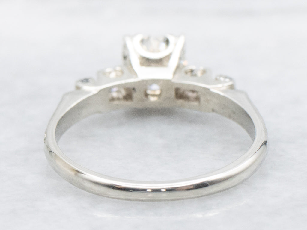 Vintage White Gold and Old European Cut Diamond Engagement Ring