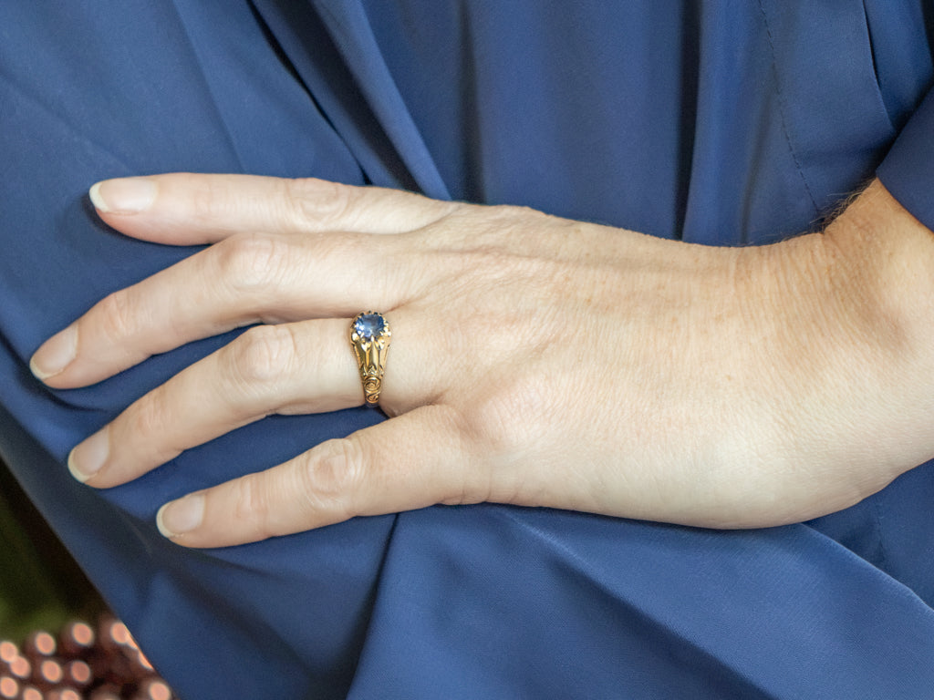 Belcher-Set Victorian Gold Sapphire Solitaire Ring
