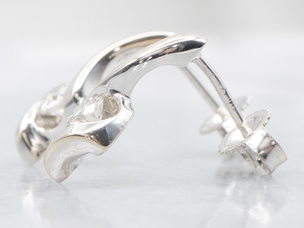 Modern White Gold Twisted Diamond Stud Earrings