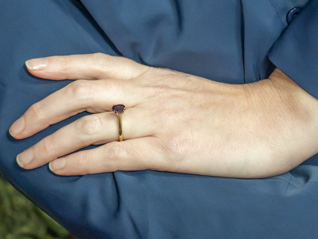 Purple Sapphire Solitaire in Two-Tone Gold Setting