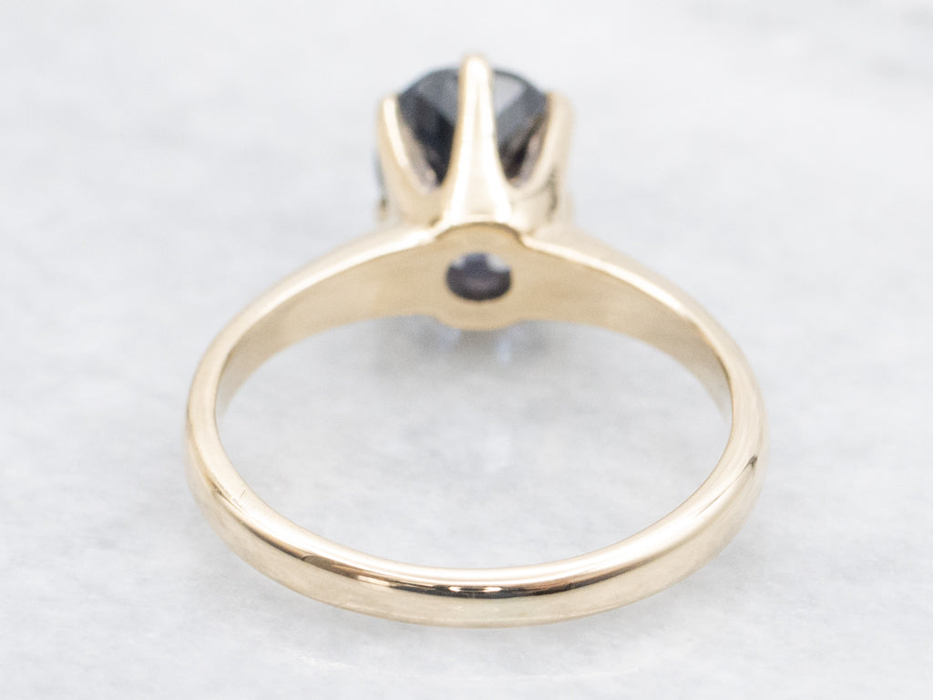 Blue Spinel Oval-Cut Gold Solitaire Ring
