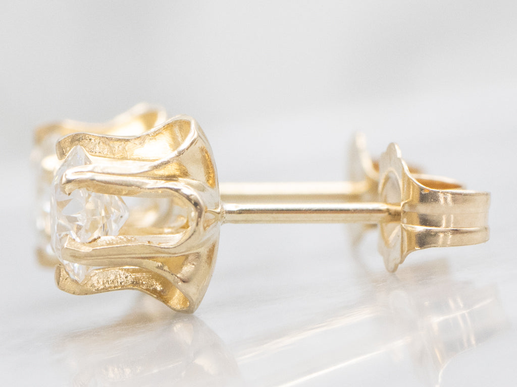 Buttercup-Set Old Mine Cut Diamond Gold Stud Earrings