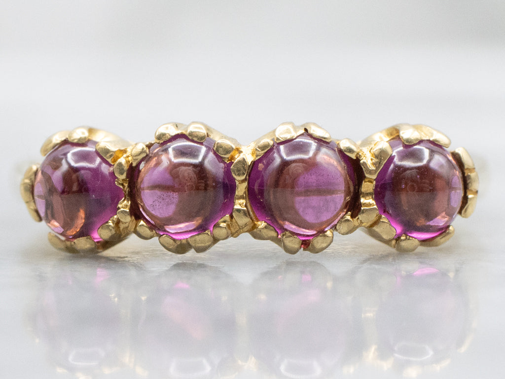 Antique Gold Rhodolite Garnet Cabochon Band