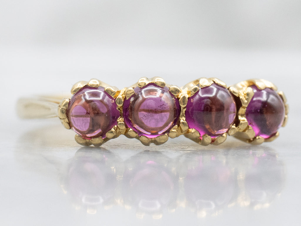 Antique Gold Rhodolite Garnet Cabochon Band