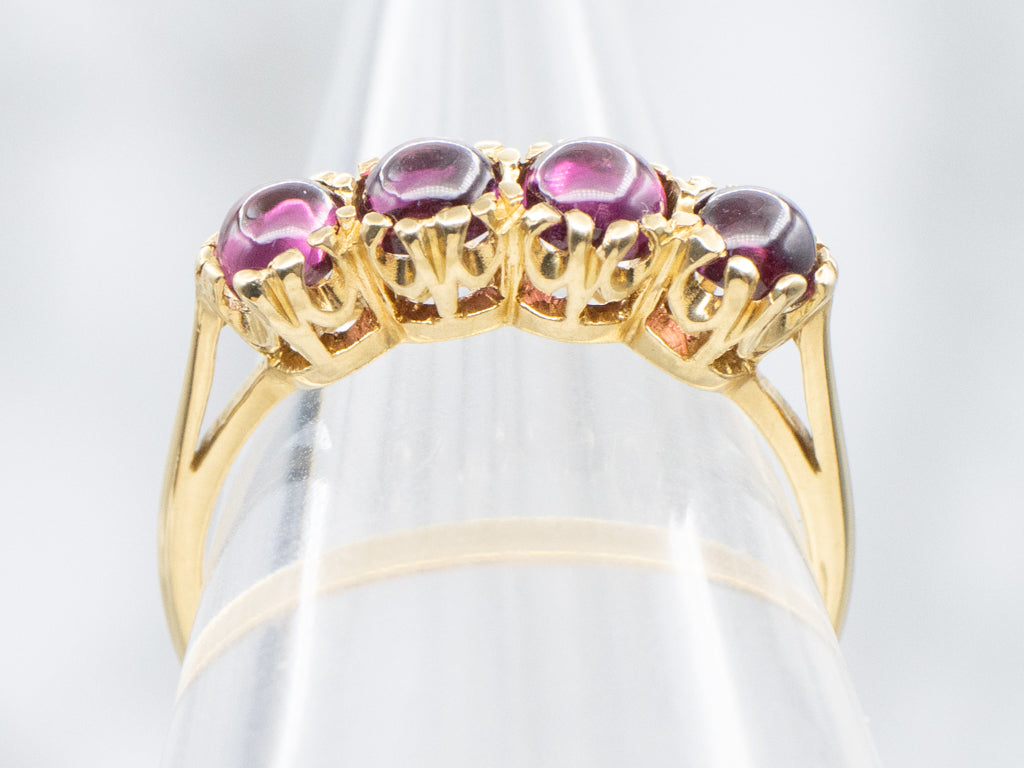 Antique Gold Rhodolite Garnet Cabochon Band