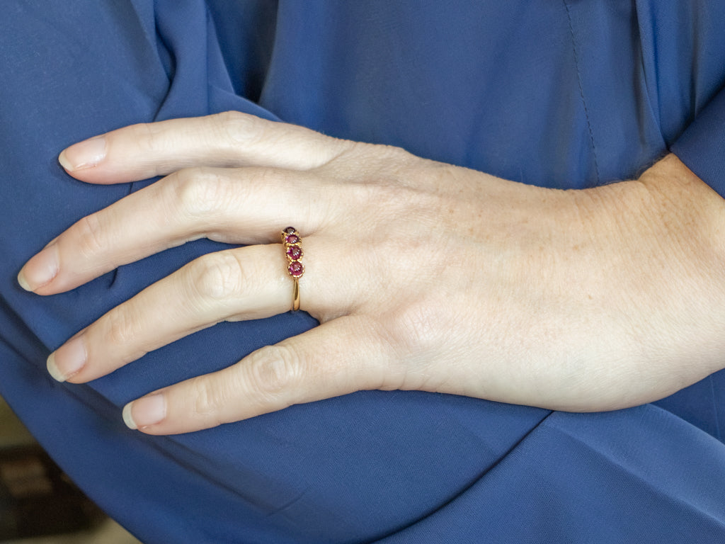 Antique Gold Rhodolite Garnet Cabochon Band