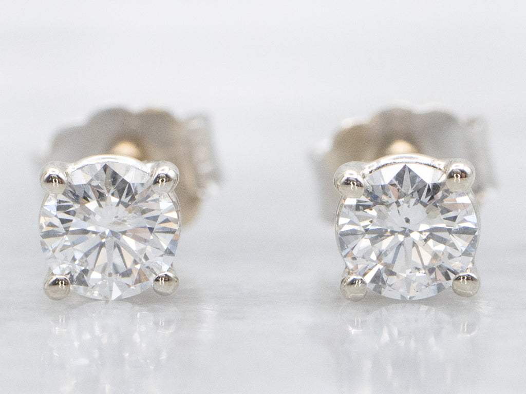 Half-Carat Diamond White Gold Stud Earrings