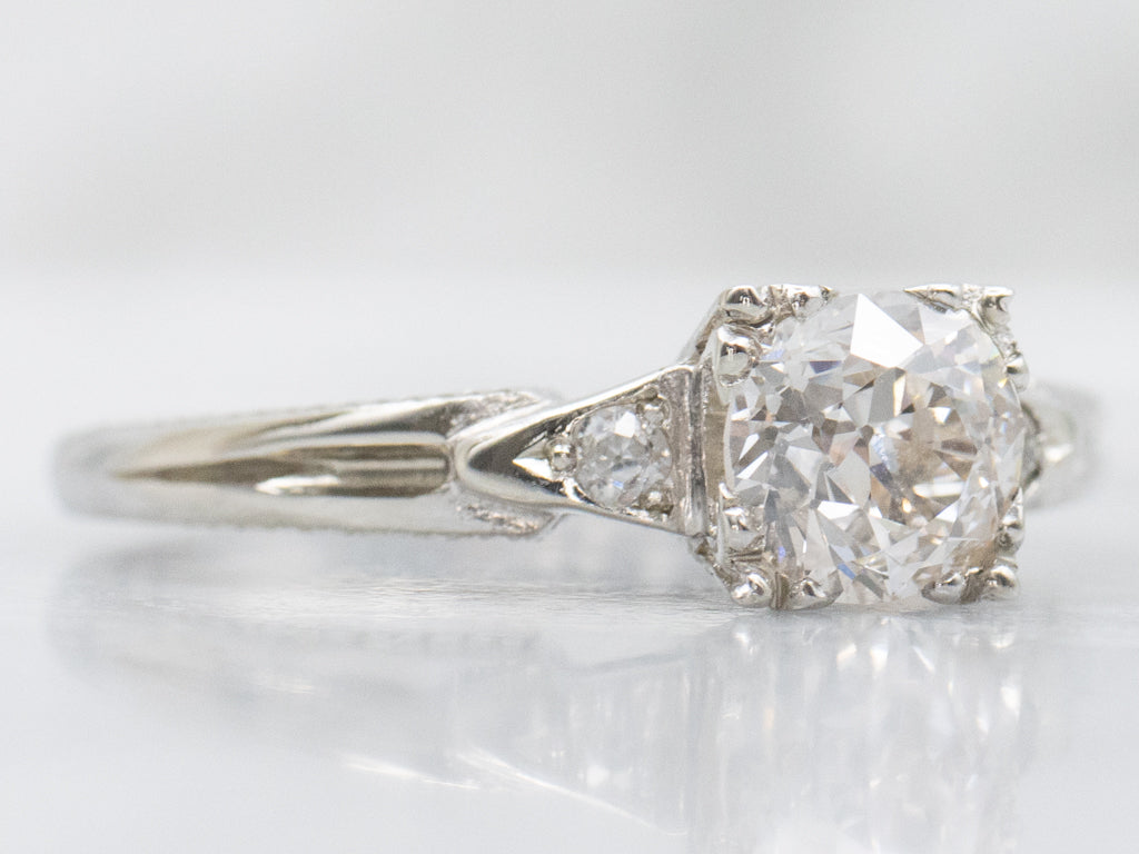 Retro 1940s Old European Cut Diamond Engagement Ring
