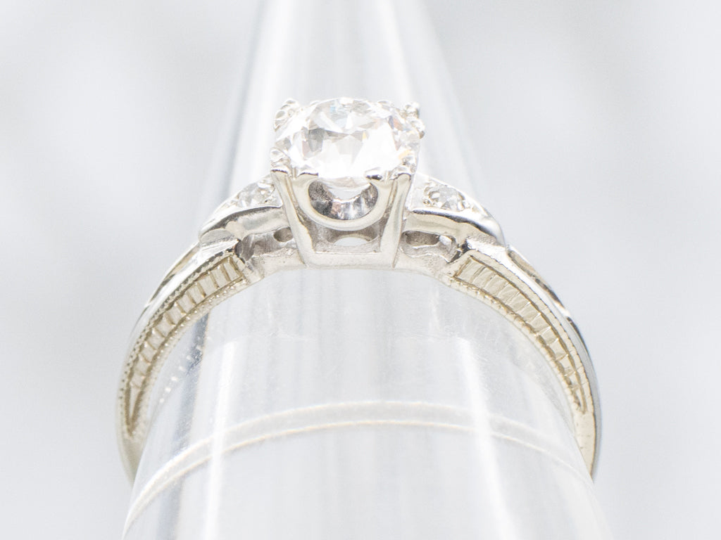 Retro 1940s Old European Cut Diamond Engagement Ring