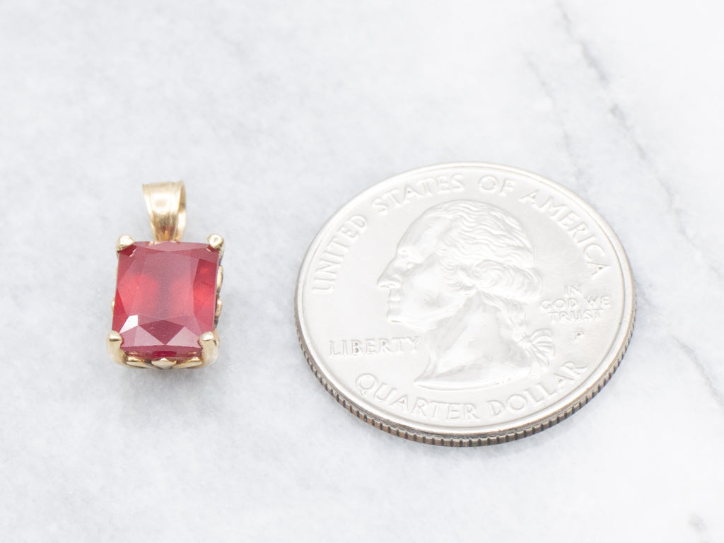 Glass-Filled Ruby Yellow Gold Pendant