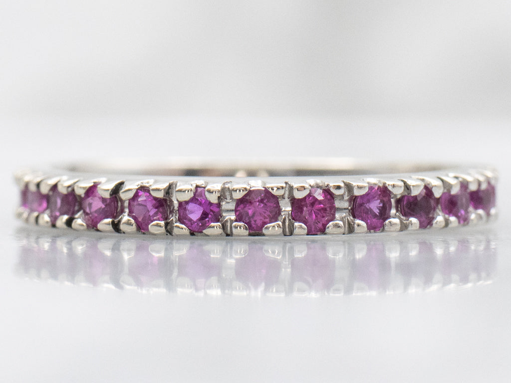 Round-Cut Pink Sapphire White Gold Band