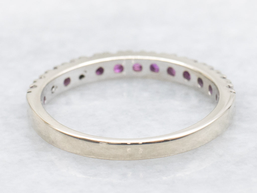 Round-Cut Pink Sapphire White Gold Band
