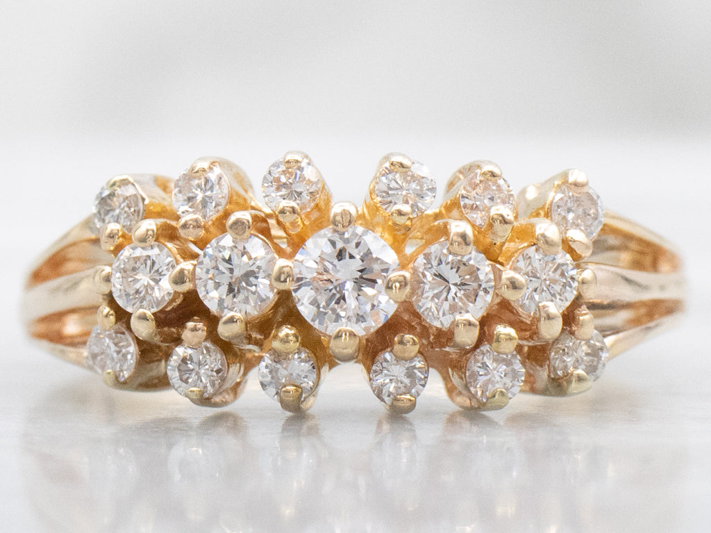 Vintage Gold Triple Row Diamond Studded Band
