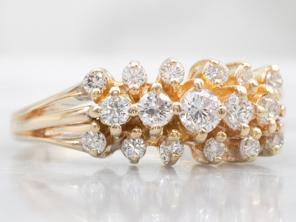 Vintage Gold Triple Row Diamond Studded Band
