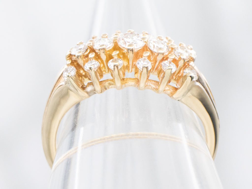 Vintage Gold Triple Row Diamond Studded Band
