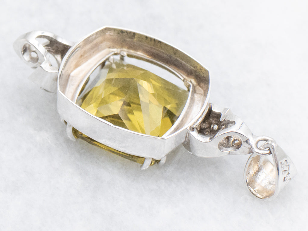 Mix-Era Lemon Quartz and Diamond White Gold Pendant