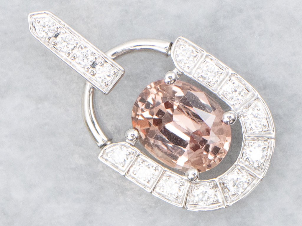 Oval-Cut Pink Sapphire and Diamond White Gold Pendant