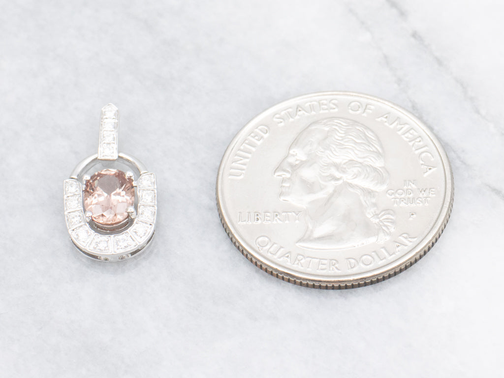 Oval-Cut Pink Sapphire and Diamond White Gold Pendant
