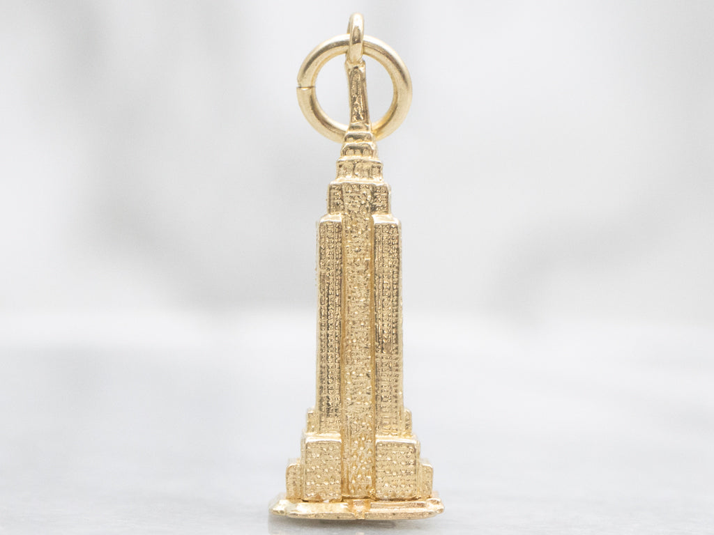 Vintage Yellow Gold Empire State Building Charm Pendant