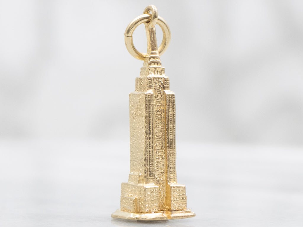 Vintage Yellow Gold Empire State Building Charm Pendant