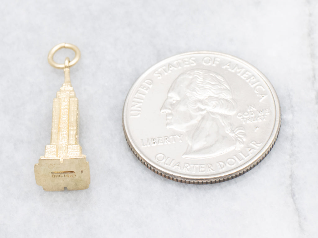 Vintage Yellow Gold Empire State Building Charm Pendant