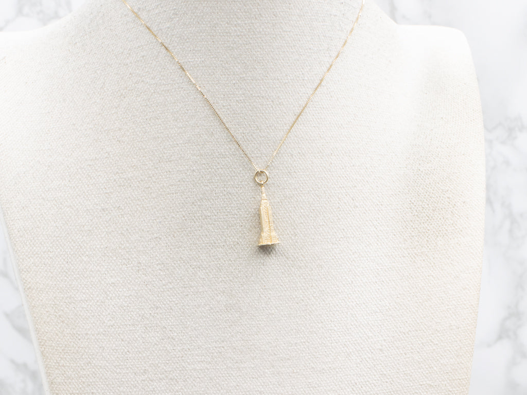 Vintage Yellow Gold Empire State Building Charm Pendant