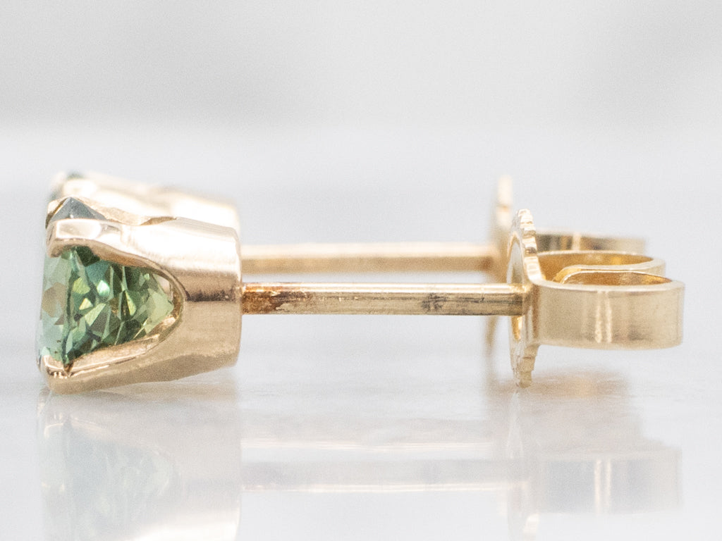 Earthy Sapphire and Gold Stud Earrings