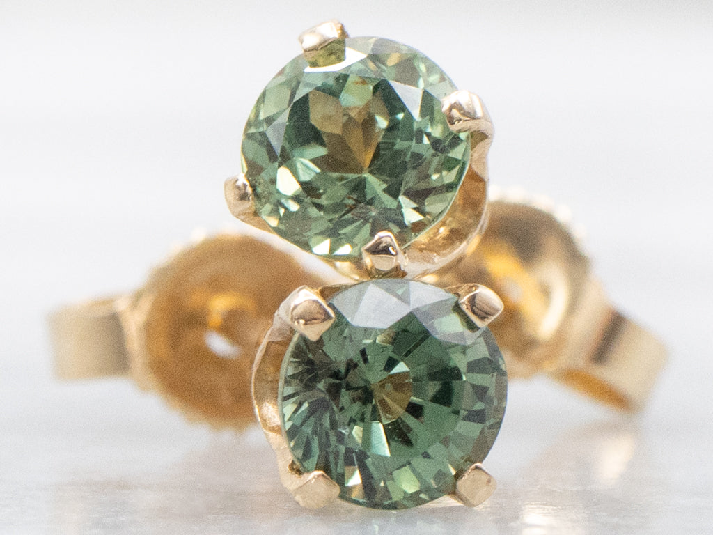 Earthy Sapphire and Gold Stud Earrings