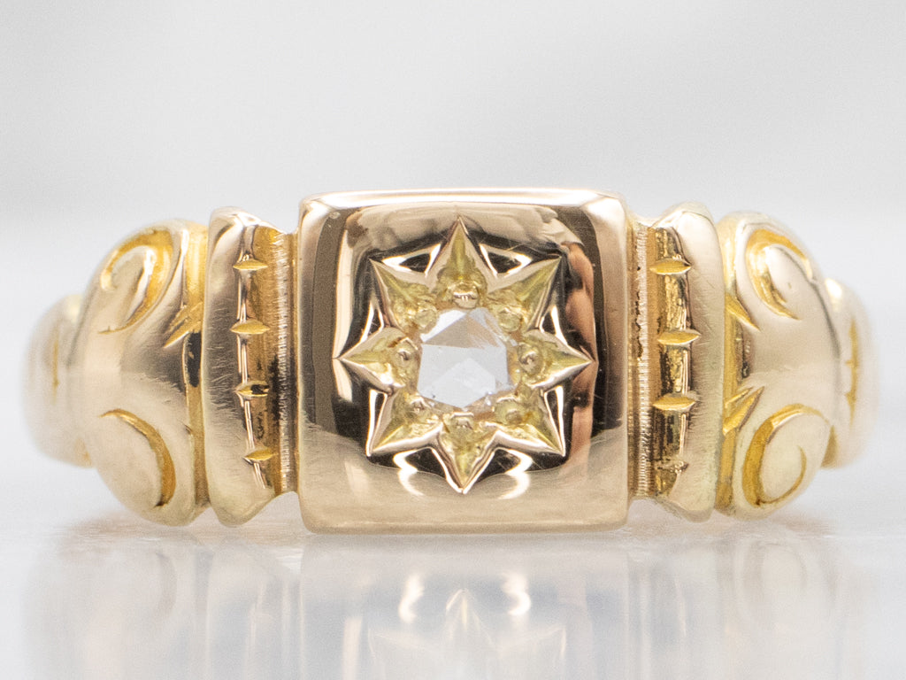 Antique Gold Rose-Cut Diamond Starburst Ring