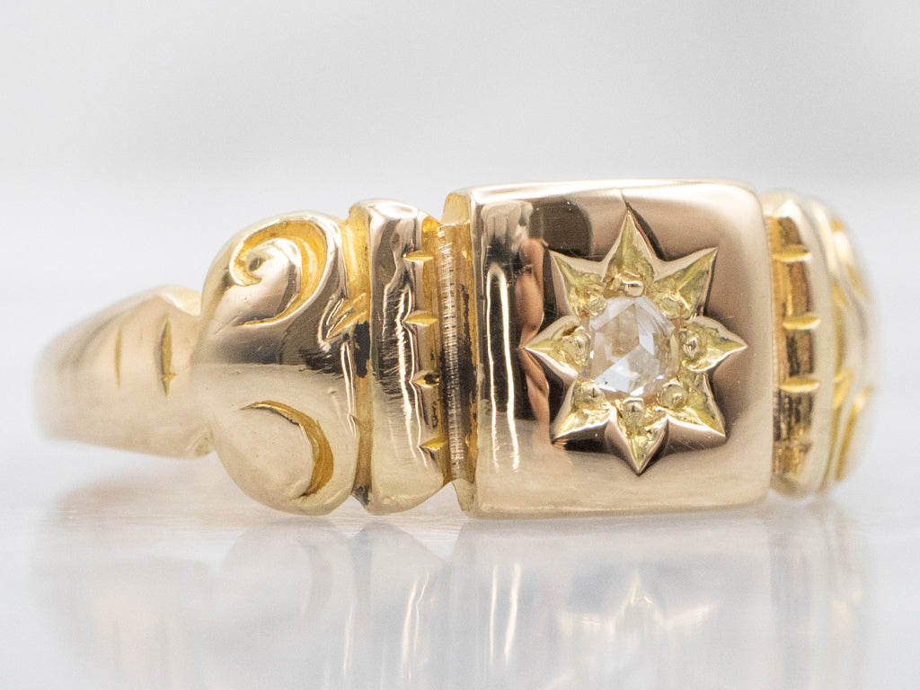 Antique Gold Rose-Cut Diamond Starburst Ring