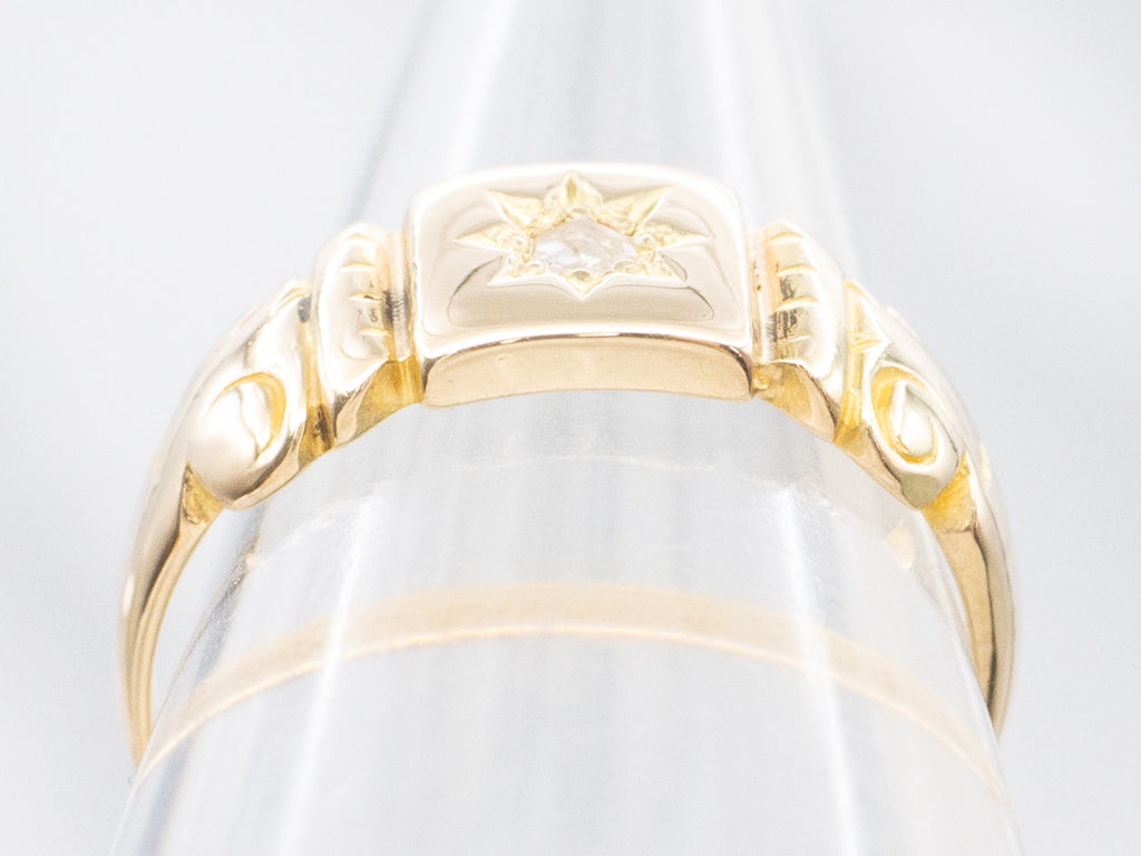 Antique Gold Rose-Cut Diamond Starburst Ring