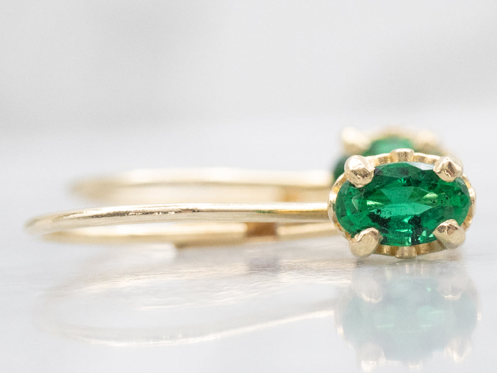 Oval-Cut Emerald Yellow Gold Drop Earrings