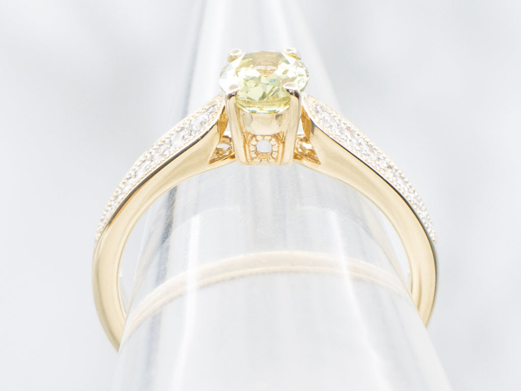 Modern Gold Garnet and Diamond Ring