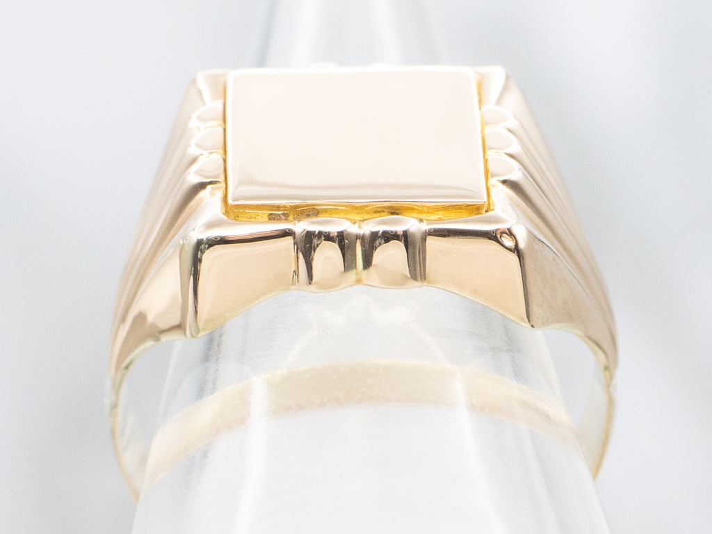 Men's Vintage Gold Squared-Top Signet Ring