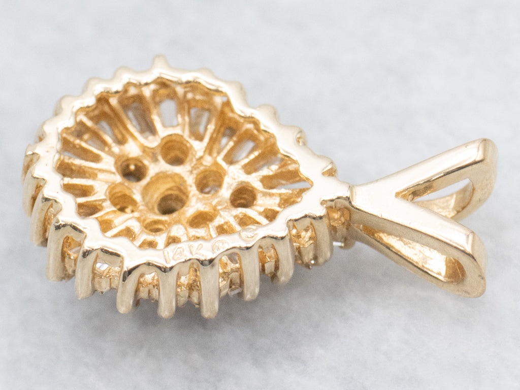Yellow Gold Mix-Cut Diamond Cluster Pendant
