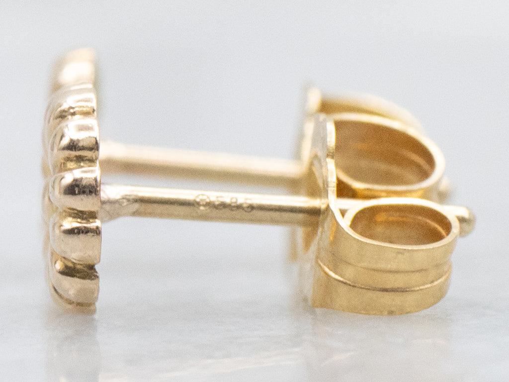 Tiny Vintage Gold Flower Stud Earrings