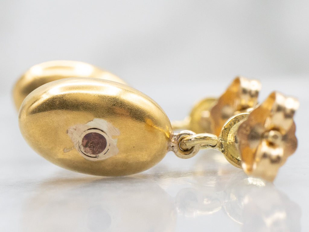 Polished Oval Drop Yellow Gold Drop Earrings