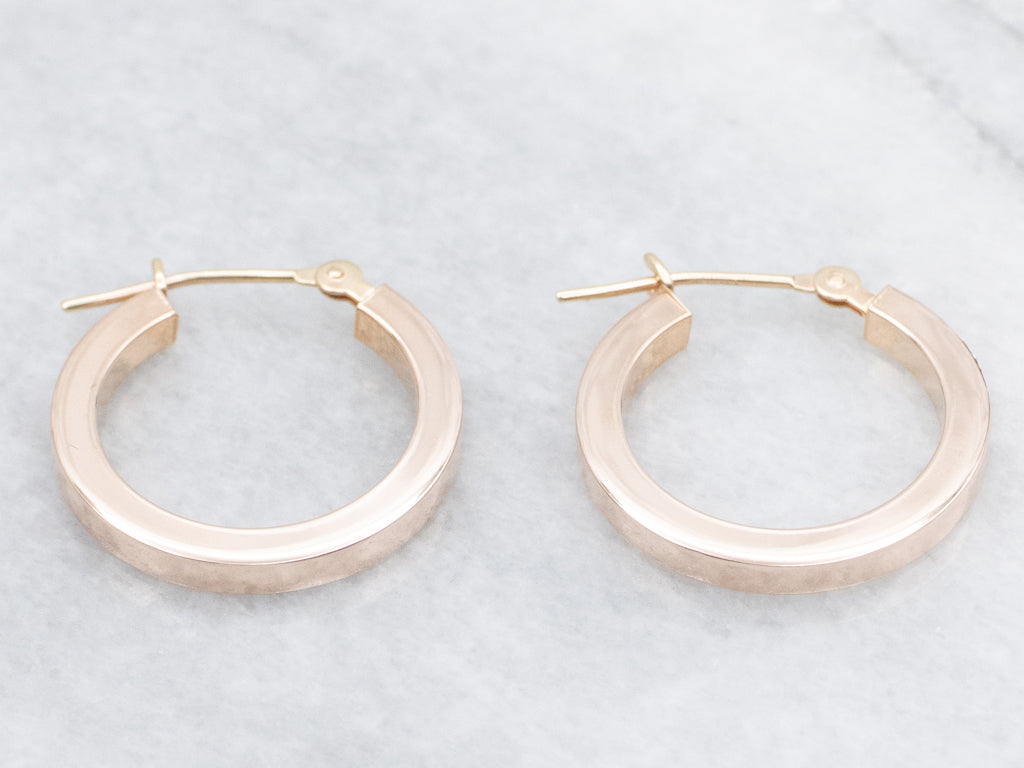 Squared Rose Gold Hoop Earrings