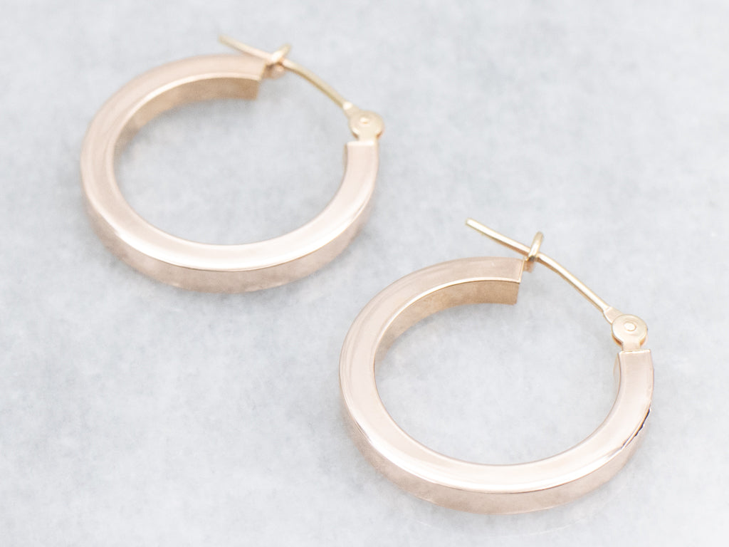 Squared Rose Gold Hoop Earrings