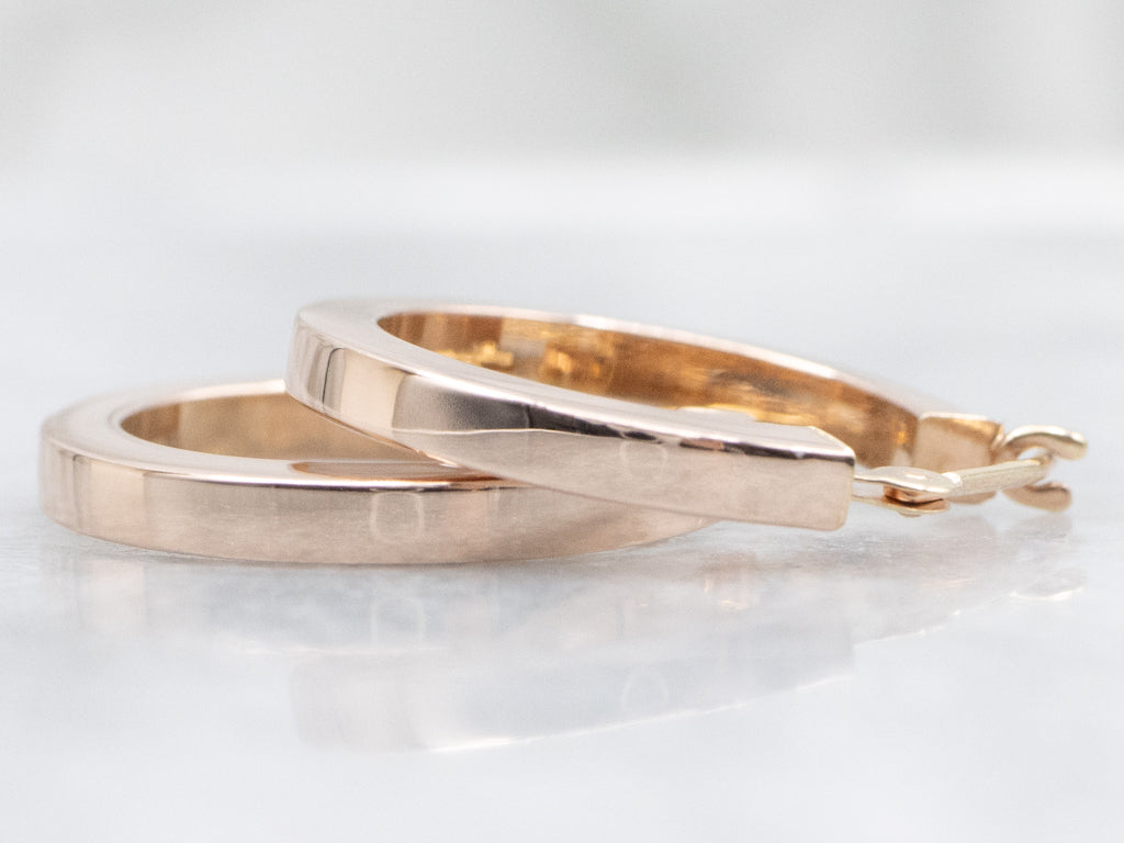Squared Rose Gold Hoop Earrings