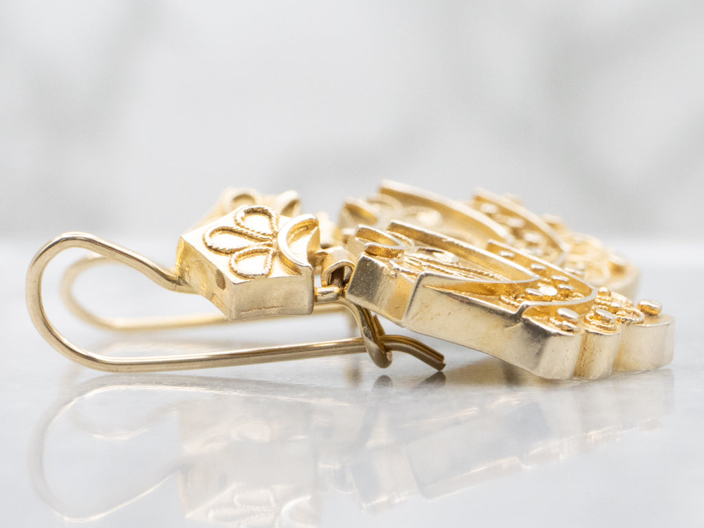 Victorian Revival Yellow Gold Drop Earrings