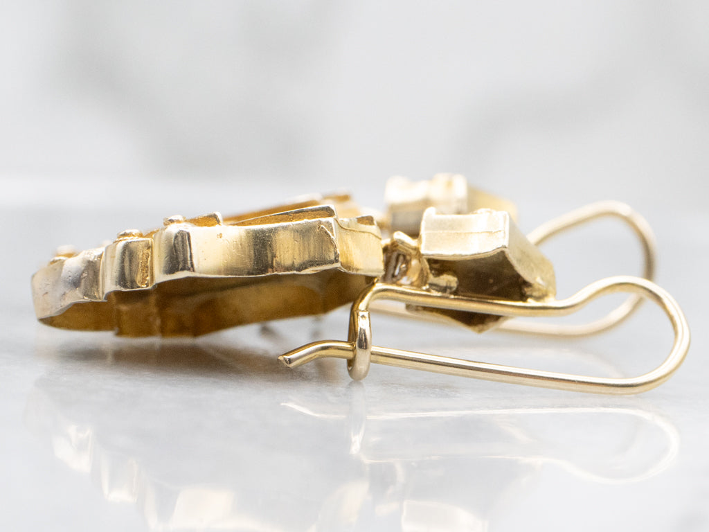 Victorian Revival Yellow Gold Drop Earrings