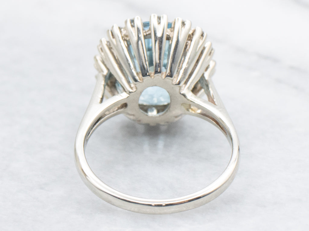 White Gold Topaz and Diamond Halo Ring