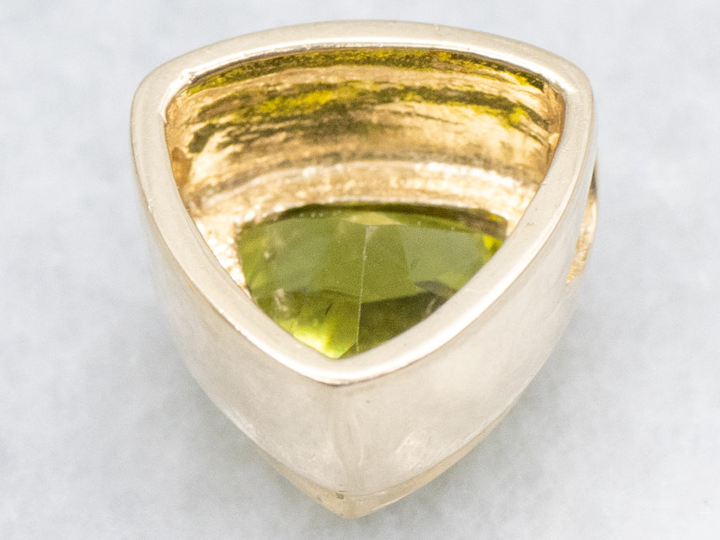 Yellow Gold Bezel-Set Trillion-Cut Peridot Slide Pendant