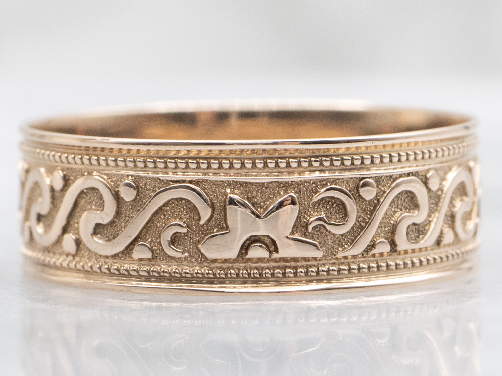 Flower Patterned Engravable Rose Gold Victorian Era Cigar Band