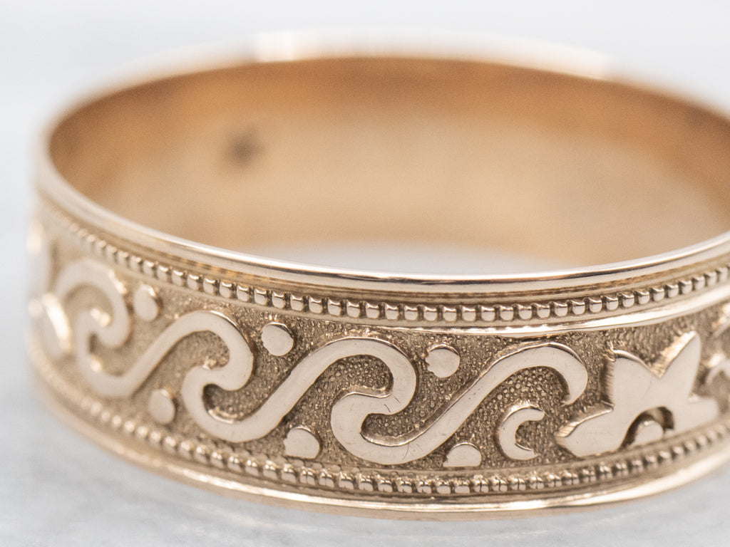 Flower Patterned Engravable Rose Gold Victorian Era Cigar Band