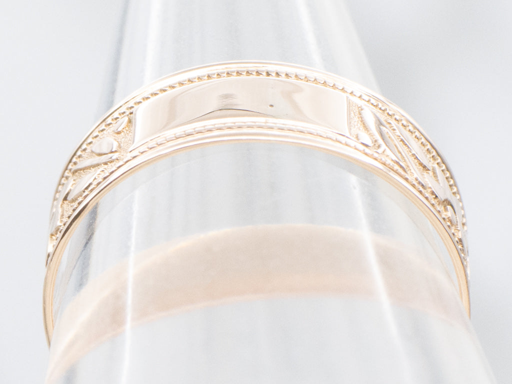 Flower Patterned Engravable Rose Gold Victorian Era Cigar Band