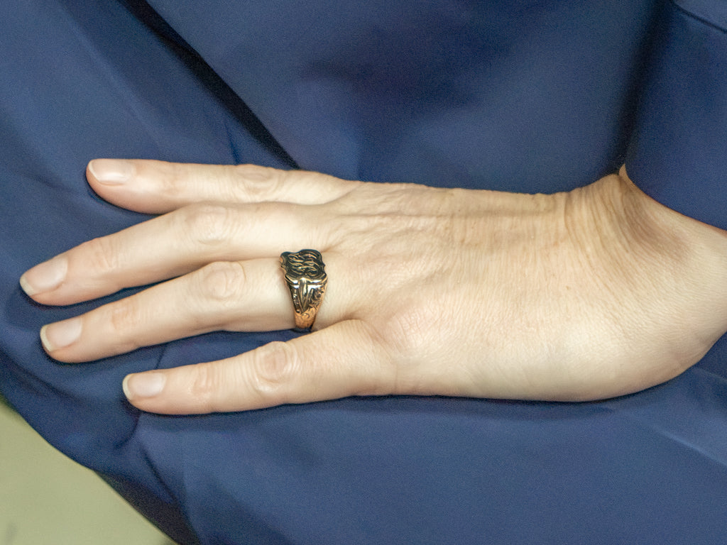 Late Victorian-Era Engraved Initial "BG" Gold Signet Ring