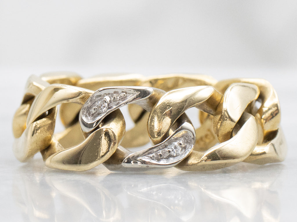 18-Karat Gold Flexible Diamond Curb-Link Ring