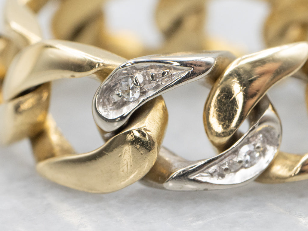 18-Karat Gold Flexible Diamond Curb-Link Ring